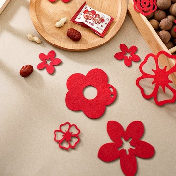 現貨 日日囍∞不織布花花 花朵壁貼 中式婚房裝飾 布置道具 床頭壁貼 壁貼 囍字貼紙 囍字 婚房佈置