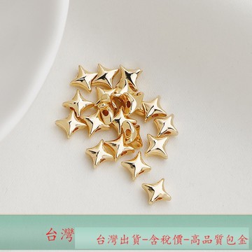 XS-14K包金保色四角星星隔珠手鏈項鍊耳飾十字串珠編繩diy飾品配件