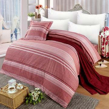 【多利寶寢具】FITNESS 精梳棉雙人鋪棉兩用被套-安德里-紅