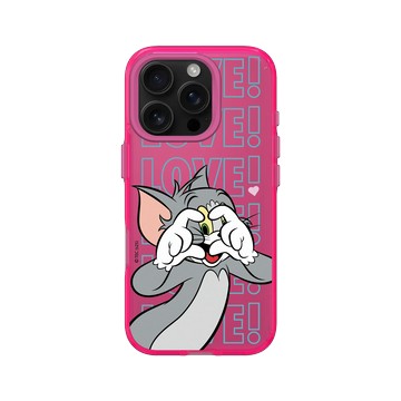 iPhone 16 Pro Clear 粉漾桃 - 湯姆貓與傑利鼠 Tom and Jerry - 湯姆貓愛心