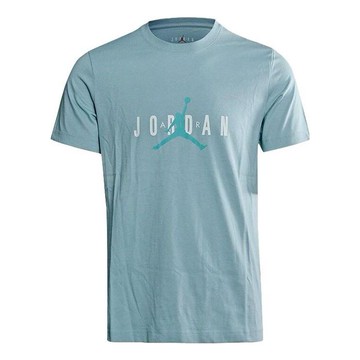 Men's Air Jordan Alphabet Flying Man Logo Printing Round Neck Casual Short Sleeve Blue T-Shirt