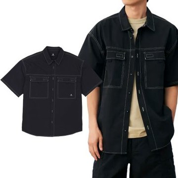 Converse Utility Shirt 男款 黑色 工裝 休閒 襯衫 休閒 短袖 10028348-A02