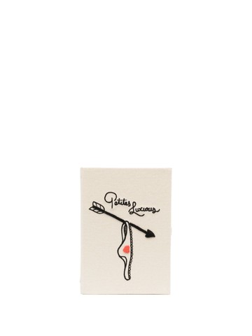 Olympia Le-Tan - Petites Luxures embroidered book clutch - women - stainless steel/Cotton - One Size - Neutrals