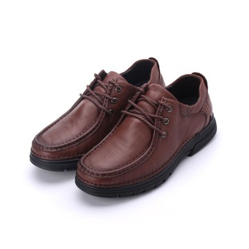 BONJO 彈簧氣囊真皮綁帶休閒鞋 咖 男鞋