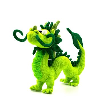 長龍玩具，綠色姿勢龍，動物玩具，林地幻想生物玩具