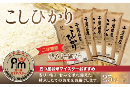 令和5年産 2年連続特A評価!千葉県産コシヒカリ25kg（5kg×5袋）