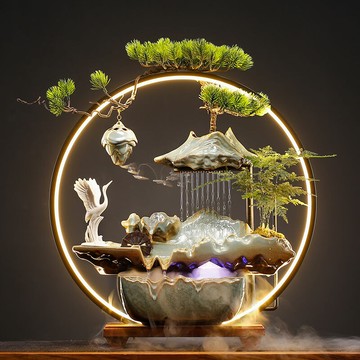 新品上市!!熱門爆品！！桌面流水擺件循環水招財辦公室裝飾客廳玄關喬遷新居禮品開業禮物