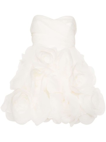 Ana Radu - floral-appliqué strapless minidress - women - Polyester - XS - Neutrals