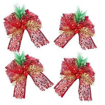 MODACore 摩達客 - 12cm聖誕派對裝飾紅色蝴蝶結四入組-禮物包裝適用