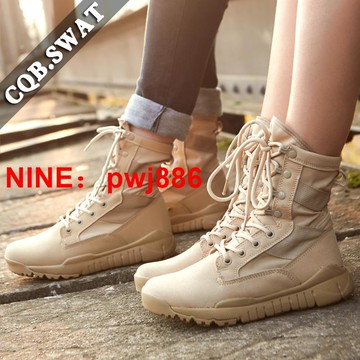 [台灣公司貨 可開發票]夏季高幫透氣作戰靴戶外工裝靴戰術防滑沙漠靴登山陸戰作訓馬丁靴