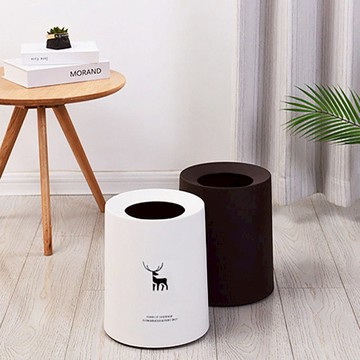 簡約素色垃圾桶 白/小