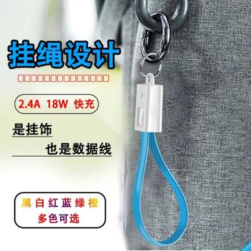 mini快充鑰匙扣掛繩短數據線適用蘋果iphone通用安卓type-c充電線
