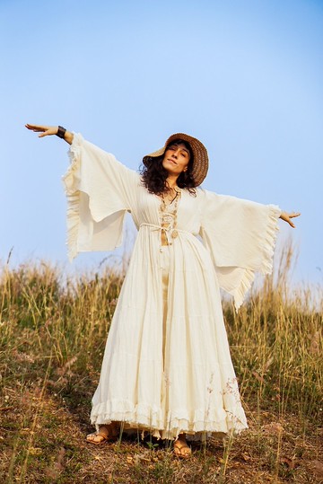 棉質和服 女式和服 女式開衫 長和服 白色和服 和服