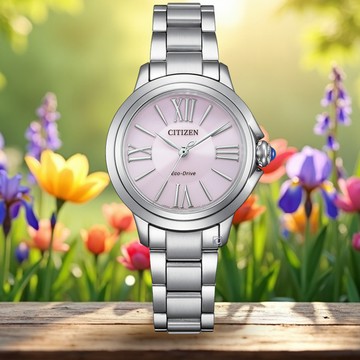 CITIZEN 星辰錶 L系列 柔粉之韻 光動能 女錶 手錶-EM1160-58X/錶徑30.3mm