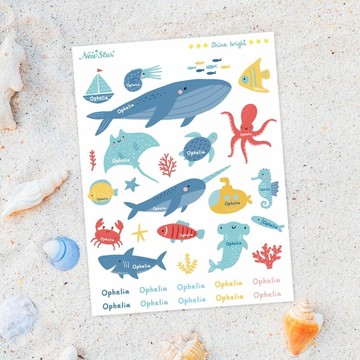 3張入-立體防水姓名貼紙。客製化立體轉印貼-幼稚園幼兒園行李箱