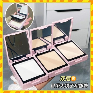 帶鏡子粉撲大容量 無粉感輕薄粉餅 持久定妝控油磨皮啞光氣墊蜜粉 遮瑕定妝蜜粉 不卡粉柔焦霧感粉餅 散粉