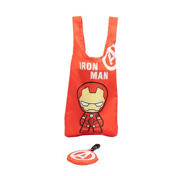 漫威吊飾可收納飲料袋 可愛造型設計 方便攜帶 環保實用  Q版鋼鐵人 橘色  1個