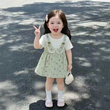 Mini baby🌷森系碎花小吊帶裙女童夏裝小清新公主揹帶裙兒童穿搭溫柔顯白