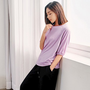 OB嚴選-清涼關係學．涼感冰咖啡紗率性燈籠袖上衣