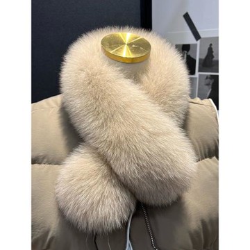 高級設計感小眾百搭輕奢仿狐貍毛女秋季新款圍巾保暖護頸洋氣毛領