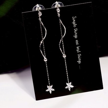 時尚S925銀針螺旋花朵流蘇耳釘無耳洞耳夾無洞耳環耳飾品女禮物1入