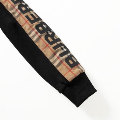 BURBERRY ヴィンテージチェックパネル ジップパーカー よい コットン ブラック Sサイズ 8024543【中古】