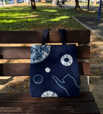 【記憶有限】藍染托特包/手提袋-貓咪星球