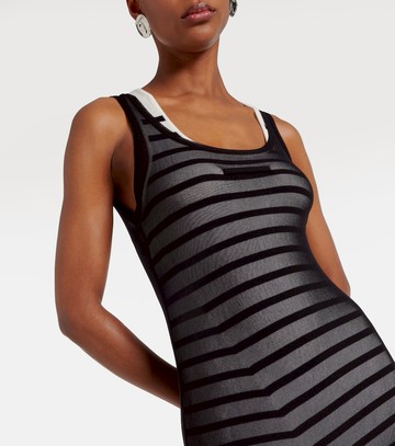 Jean Paul Gaultier Gathered marinière and tulle midi dress