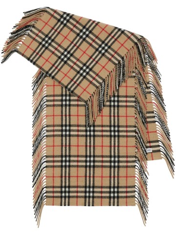 Burberry - check-pattern cashmere scarf - unisex - Cashmere - One Size - Brown
