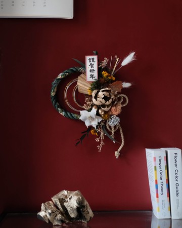 日式祈福注連繩/素雅牡丹款/新年禮盒/春聯/蛇年禮盒