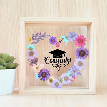 【客製】押花透明膠片相框 畢業季禮物|周年紀念  生日  自選文字