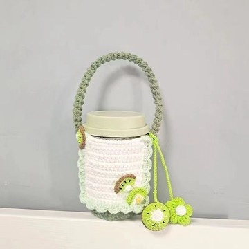 DIY💖成毅週邊毛綫鈎織奇異果杯套成品手工可愛網紅針織diyins手工材料包創意交換禮物 毛線編織鉤針手作 ARZ3