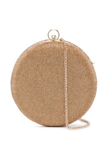 NICOLI - crystal-embellished leather clutch bag - women - Leather/Brass - One Size - Gold