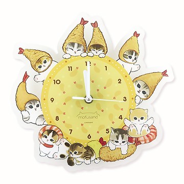Miravivi 貓福珊迪 掛牆時鐘 壓克力表面有保護膜  炸蝦 黃色
