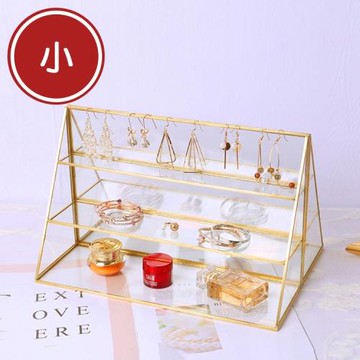 北歐時光  時尚歐式金色邊框三角玻璃展示架 小號