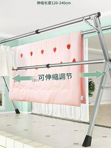 不銹鋼晾衣架落地冬天曬被子神器專用衣架陽臺多功能折疊梯晾衣桿