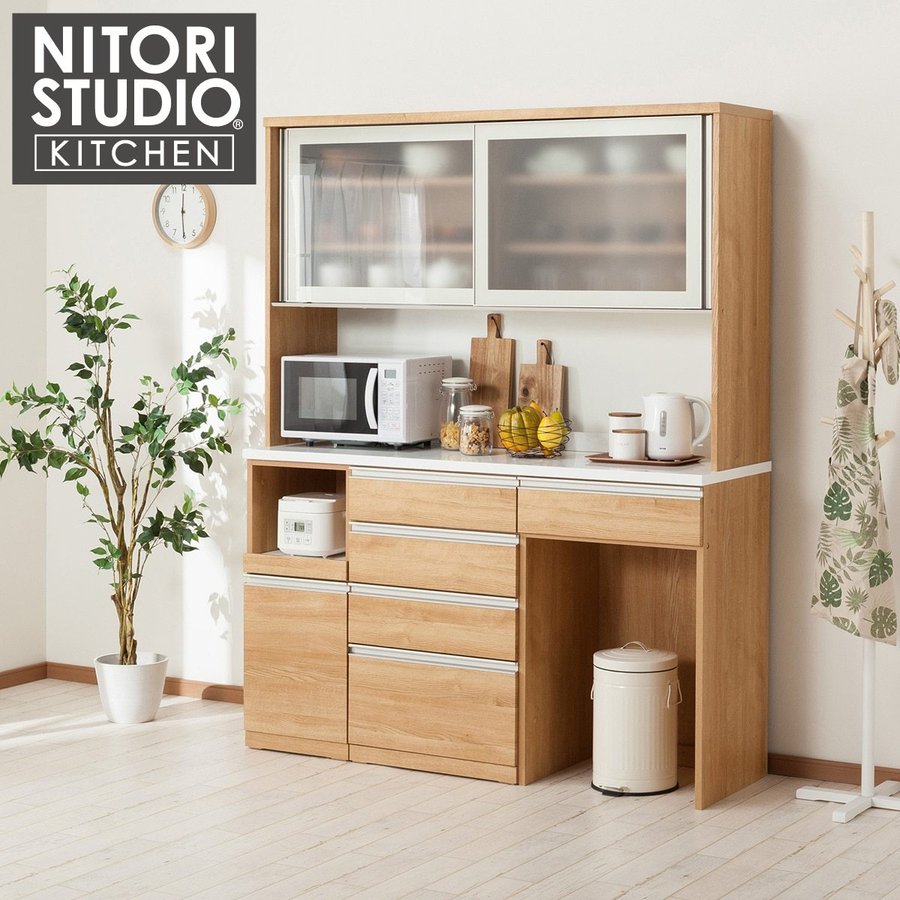 ニトリ 食器棚 リガーレ キッチンボード カウンター 白 - キッチン収納