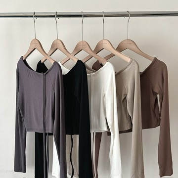 「FOR GIRLS」約會日常 斜肩綁帶短版上衣（5colors）