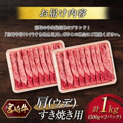 ふるさと納税 新富町 《宮崎牛》肩(ウデ)すき焼き用　計1kg(新富町)