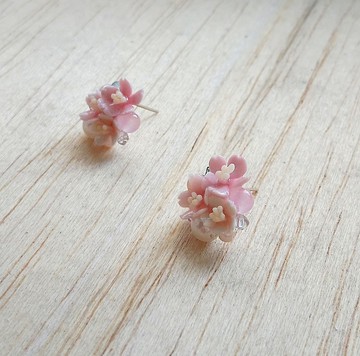 珍珠粉櫻 純銀耳環/耳夾
