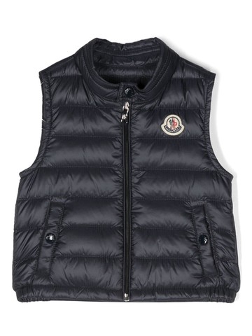 Moncler Enfant - logo-patch padded vest - kids - Polyamide/Polyamide/Feather Down - 3-6 mths - Blue