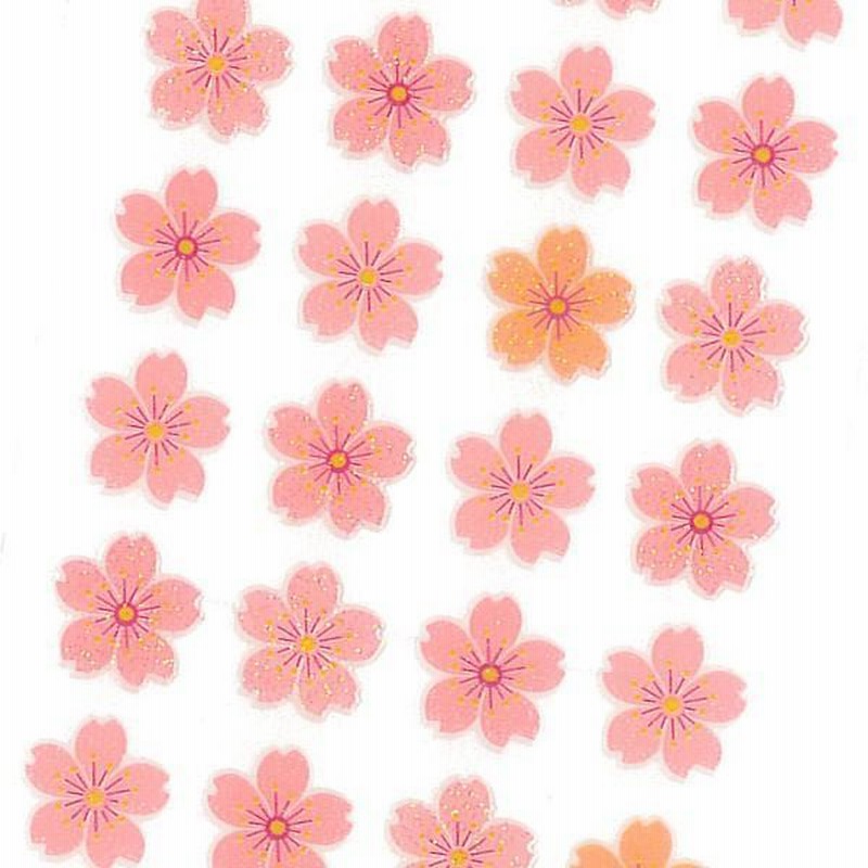 奧山商会 ラメ入り シール 桜4列 / 春 サクラ 花柄 軟らかい 厚