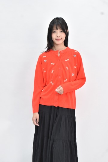 (L) hong xing 針織櫻桃紅色外套