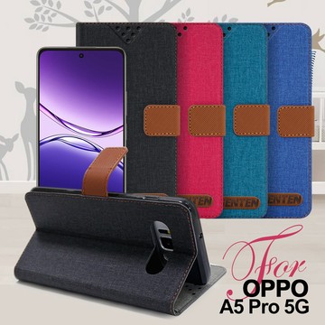GENTEN for OPPO A5 Pro 5G 自在文青風支架皮套-黑