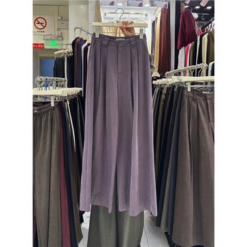 H.D宏達秋新款高級感氣質韓版百搭高腰顯瘦休閑直筒闊腿褲女2927