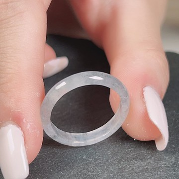 【求‧緣】冰飄烏雞戒圈 | 國際15圍 | 天然緬甸A貨翡翠 | 送禮