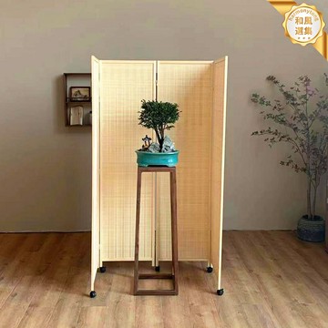 【帶輪可移動】實木屏風 摺疊屏風 隔斷屏風 推拉屏風 玄關屏風 辦公室隔斷 酒店隔斷 中式竹編設計 簡約現代 家用商用兩用