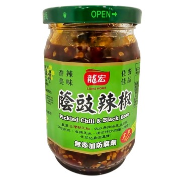 龍宏 蔭豉辣椒 台灣產朝天椒 無添加防腐劑 全素  380g  1罐