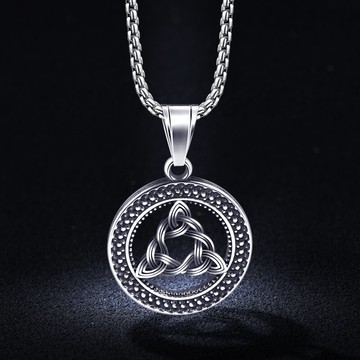 圓環復古男士項鏈吊墜潮嘻哈個性裝飾品輕奢小眾鈦鋼潮牌掛墜百搭