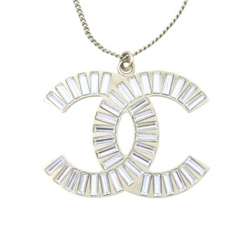 CHANEL 香奈兒 淺金色鍍金 大雙C水晶 LOGO NC 項鍊 【二手名牌BRAND OFF】